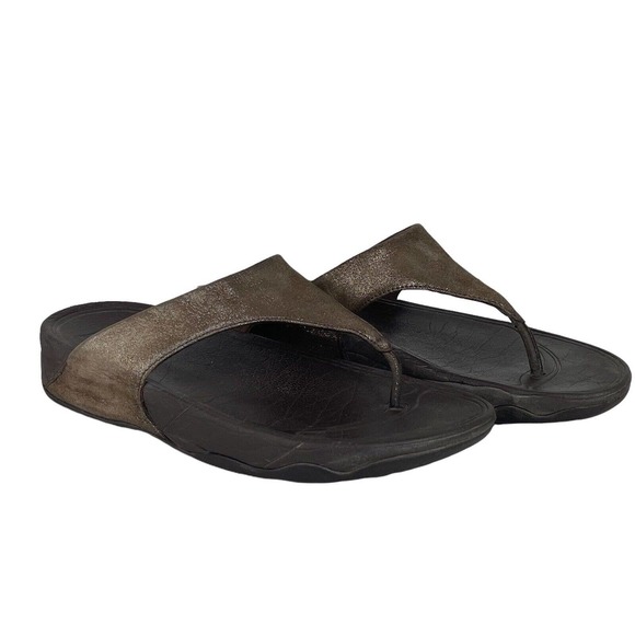 Fitflop Lulu Bronze Shimmer Sandals Flip Flop Style 505012 Thong Womens Sz 8 - Picture 2 of 10
